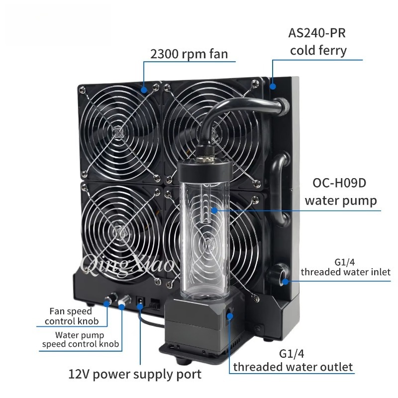 4 Fan Radiator Pump And Water  - огляд і ціна External Radiator Water Cooling Kit